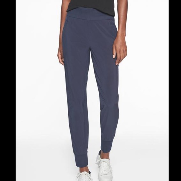 Athleta Blue Lined Soho Joggers, Size 2P - Picture 1 of 11